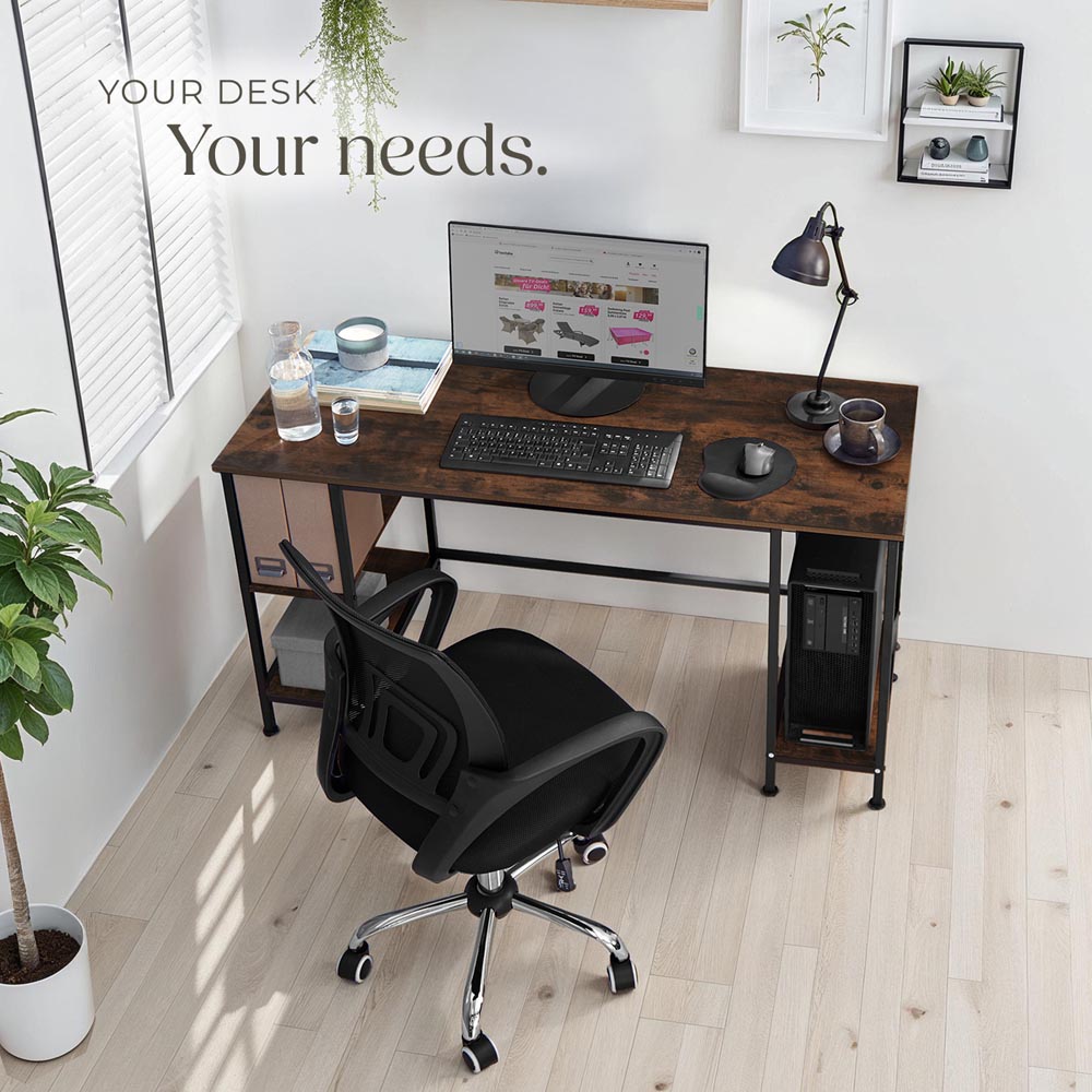 tectake 4 Shelf Industrial Dark Wood Desk Image 7