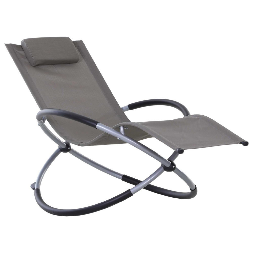 Outsunny Texteline Grey Zero Gravity Rocking Lounger Image 2