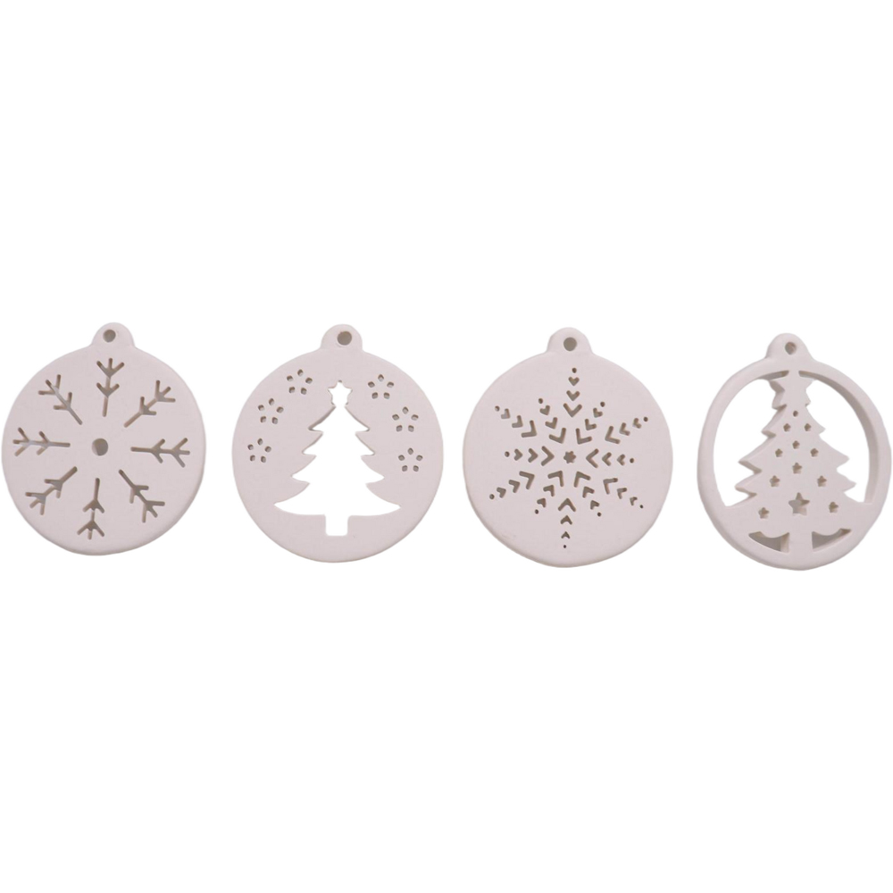 Set of 8 Ceramic Hanging Decorations - White Image 1