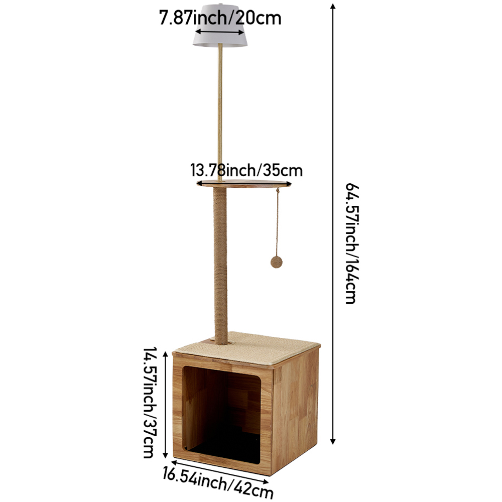 H&O Direct 164cm Natural Scratching Post Cat Tree with LED Floor Lamp Image 9