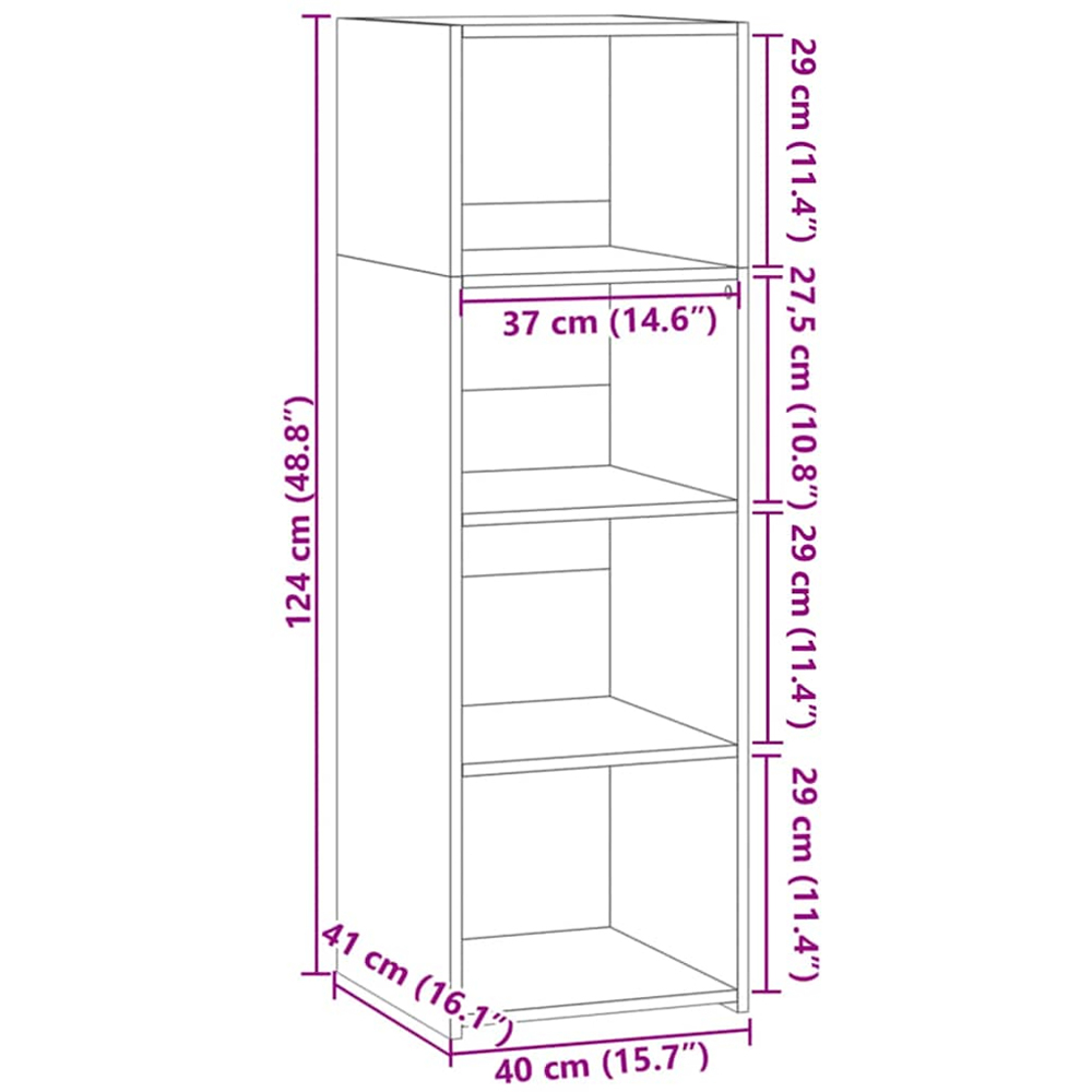 vidaXL 4 Shelf Smoked Oak Highboard Image 9