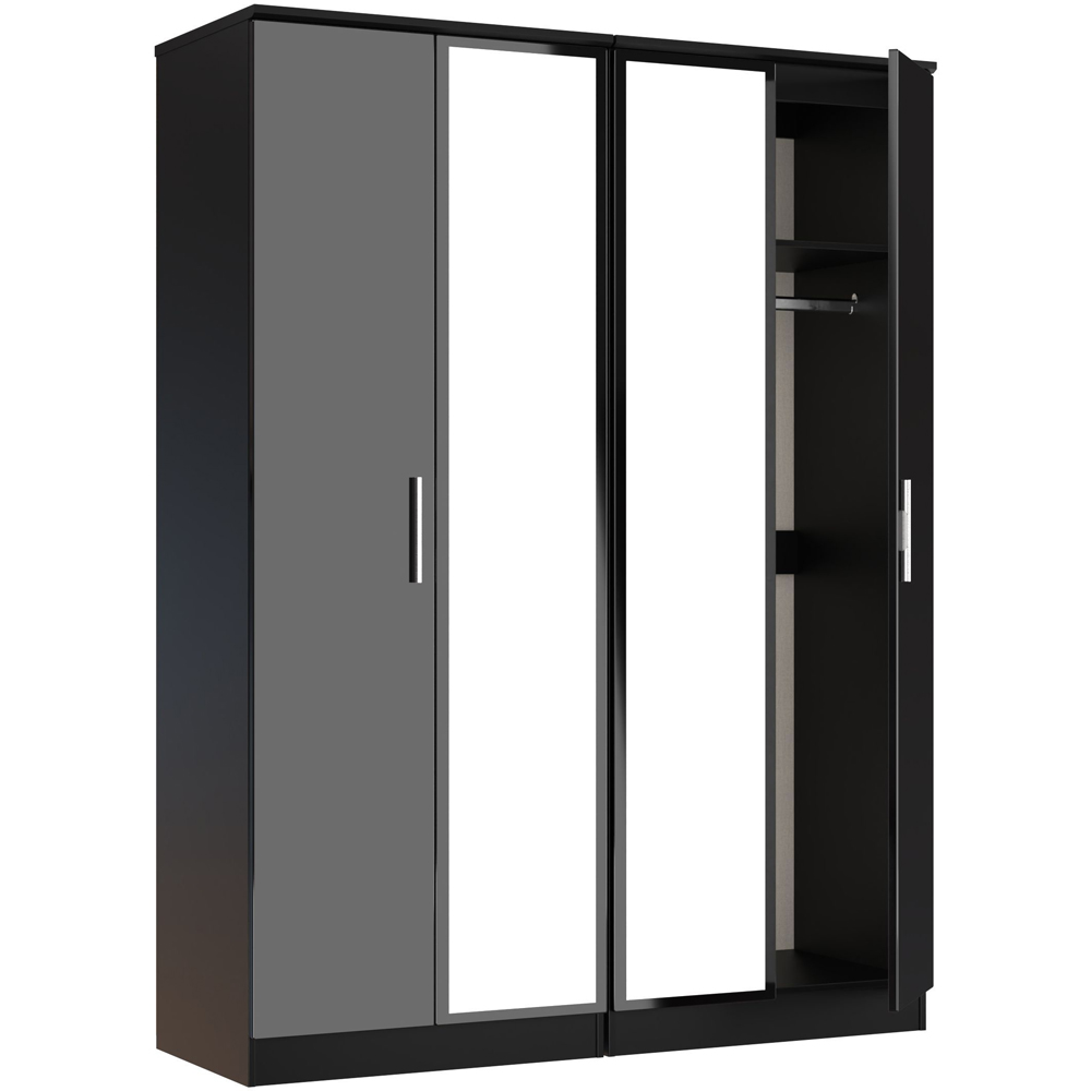Crowndale Knightsbridge 4 Door Black Gloss and Black Tall Mirror Wardrobe Ready Assembled Image 6