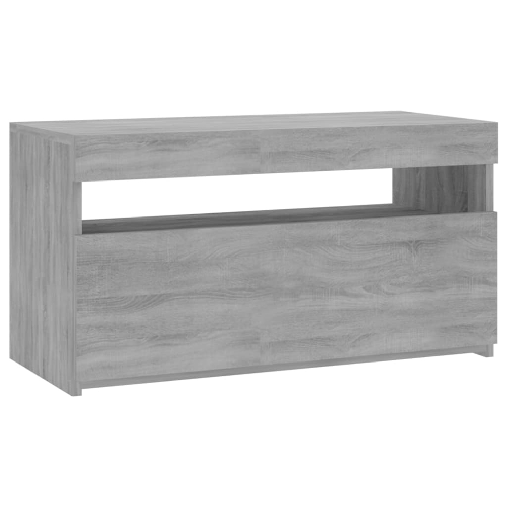 vidaXL Single Door Single Shelf Grey Sonoma TV Cabinet with LED Lights Image 2
