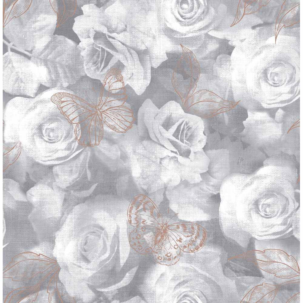 Sublime Everleigth Floral Grey and White Wallpaper Image 1