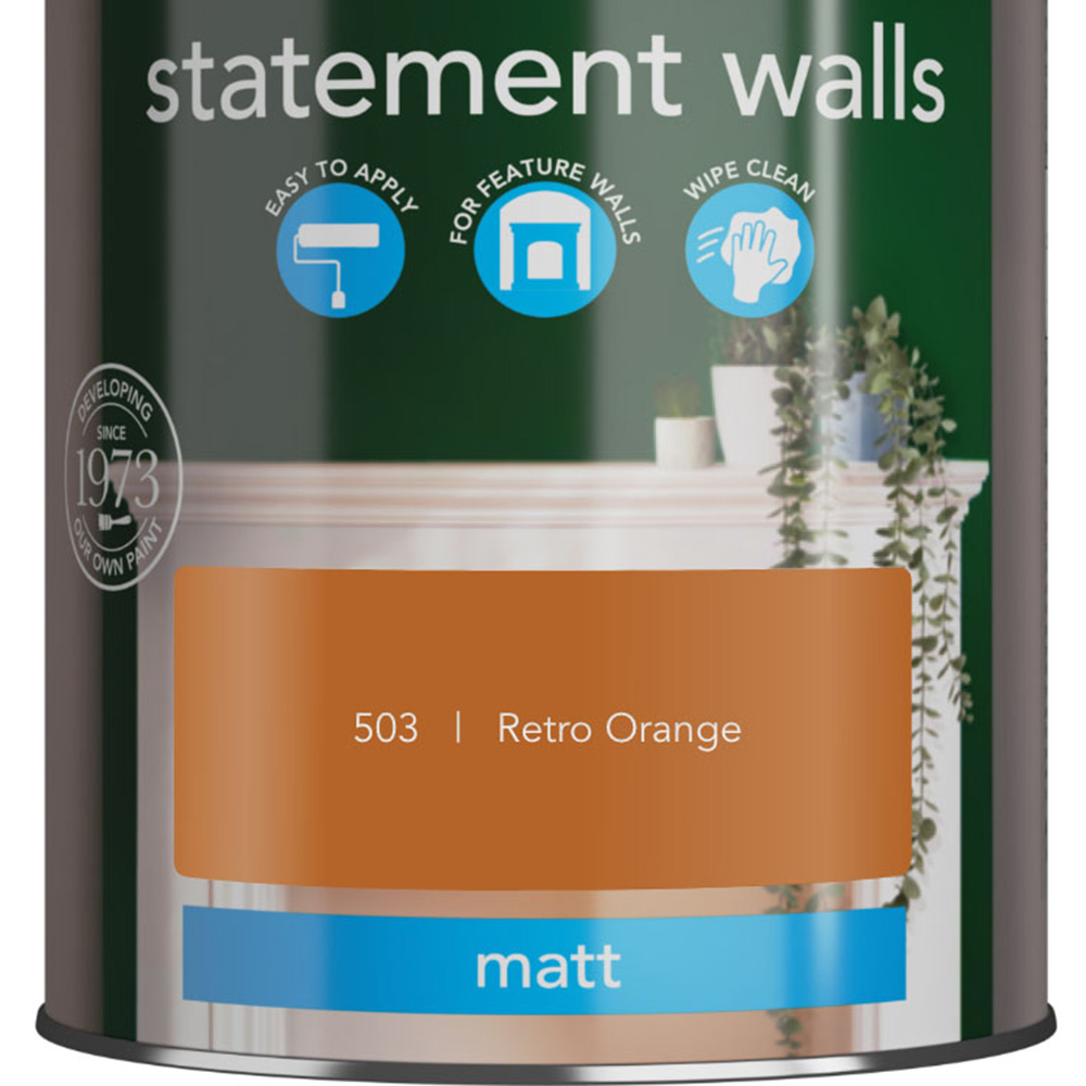 Wilko Statement Walls Retro Orange Matt Emulsion Paint 1.25L Image 3