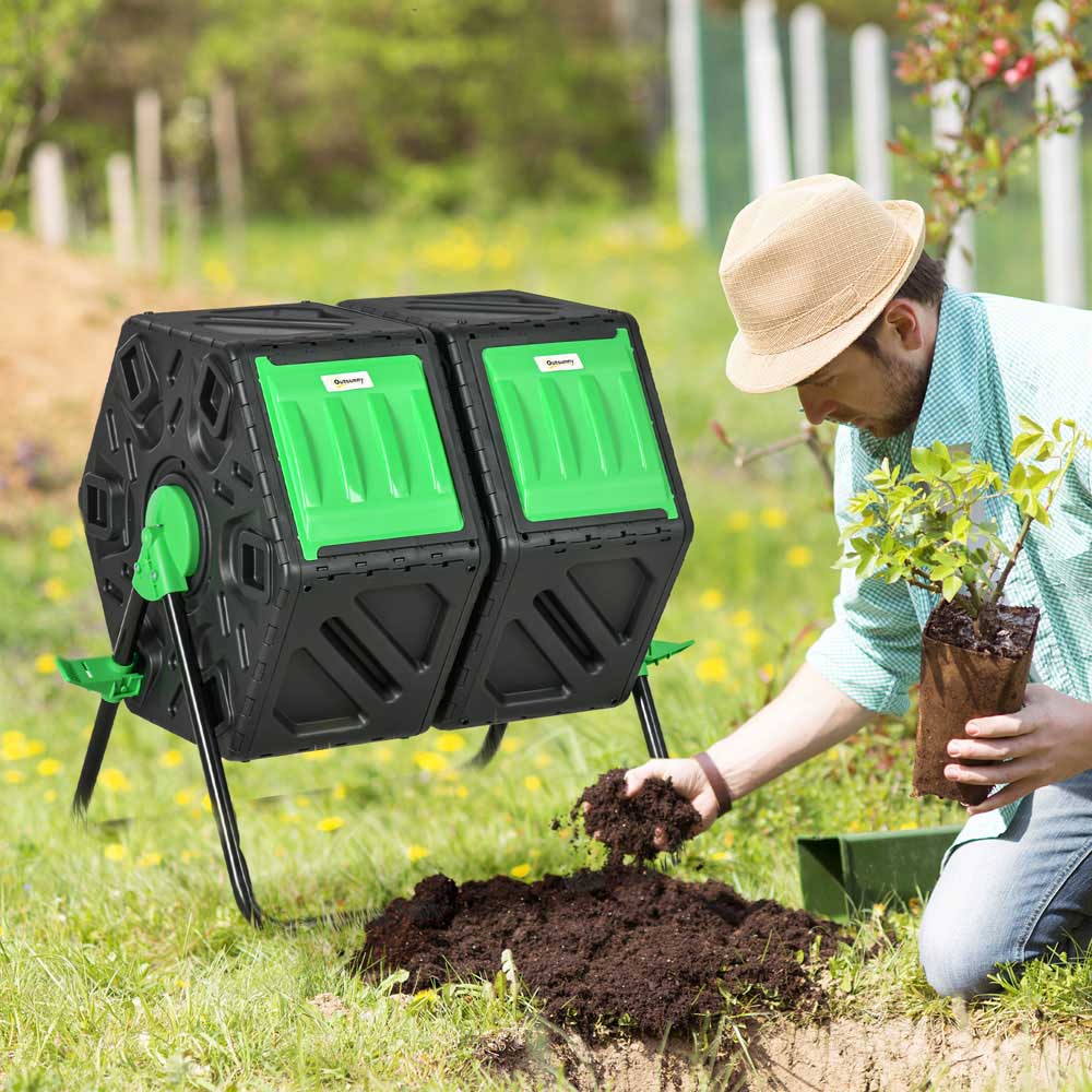 Outsunny Dual Chamber Garden Compost Bin 130L Image 2