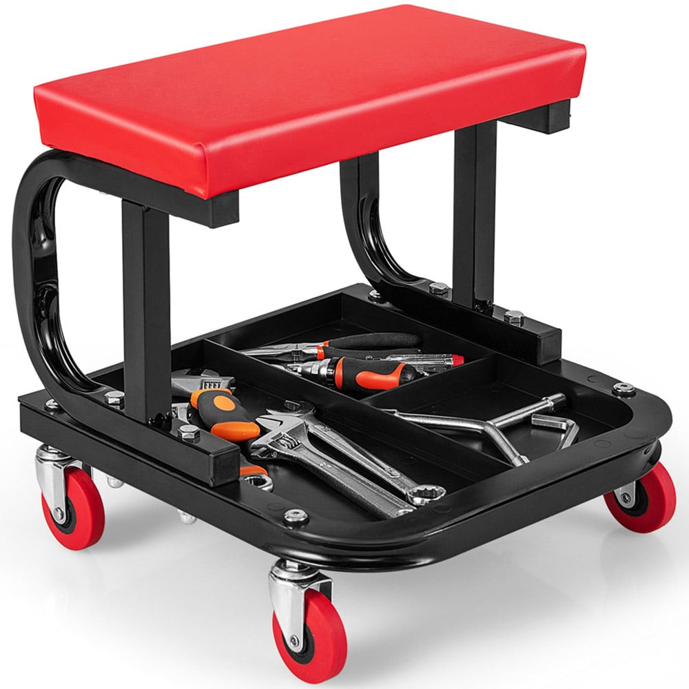 Costway 150kg Capacity Rolling Mechanic Stool with Tool Tray Image 3
