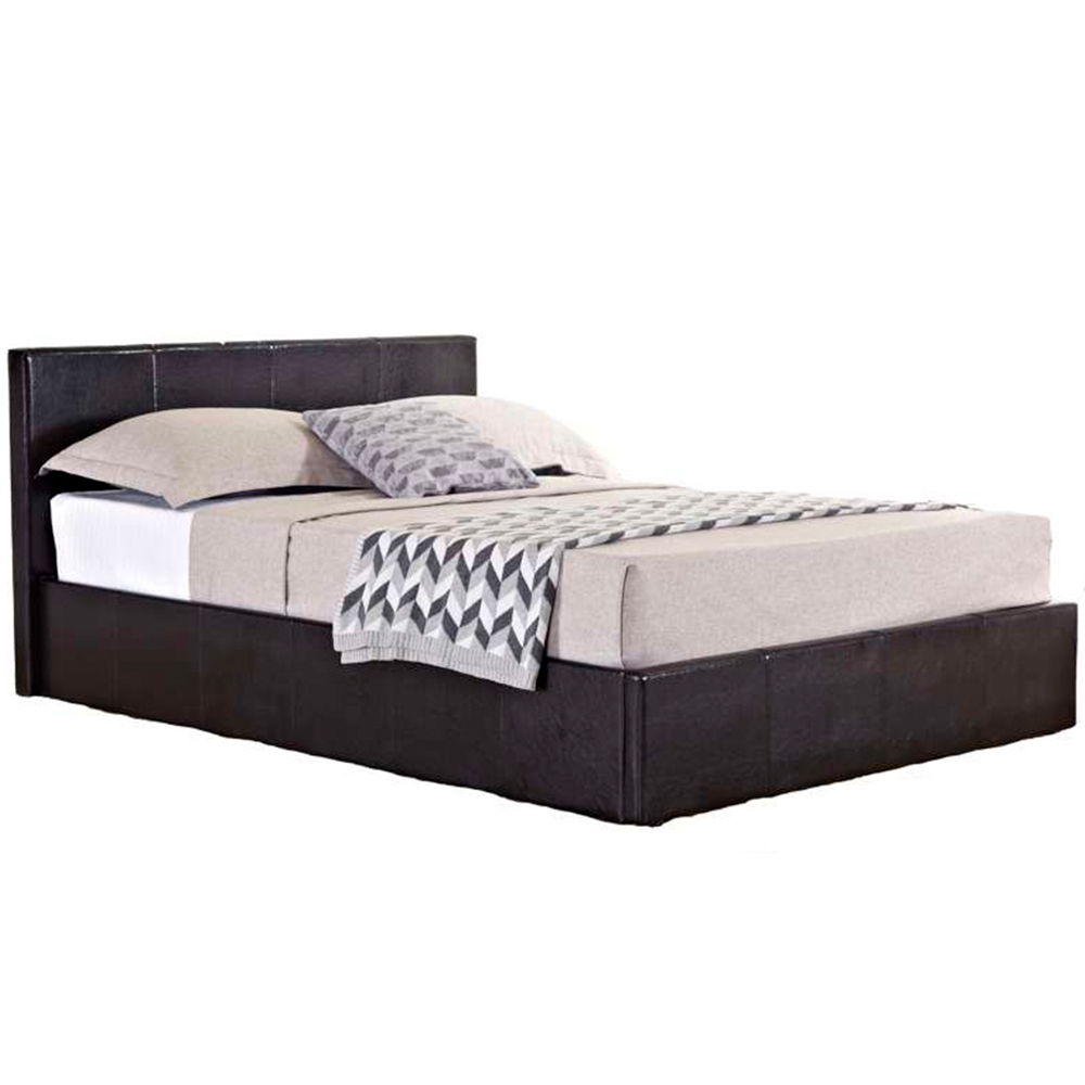Berlin Double Brown Faux Leather Ottoman Bed Image 4
