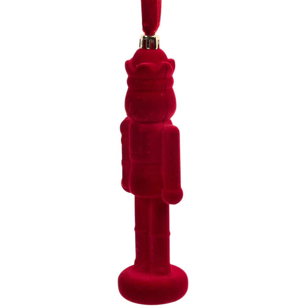 Pack of 4 Flocked Nutcracker Decorations Burgundy Image 4