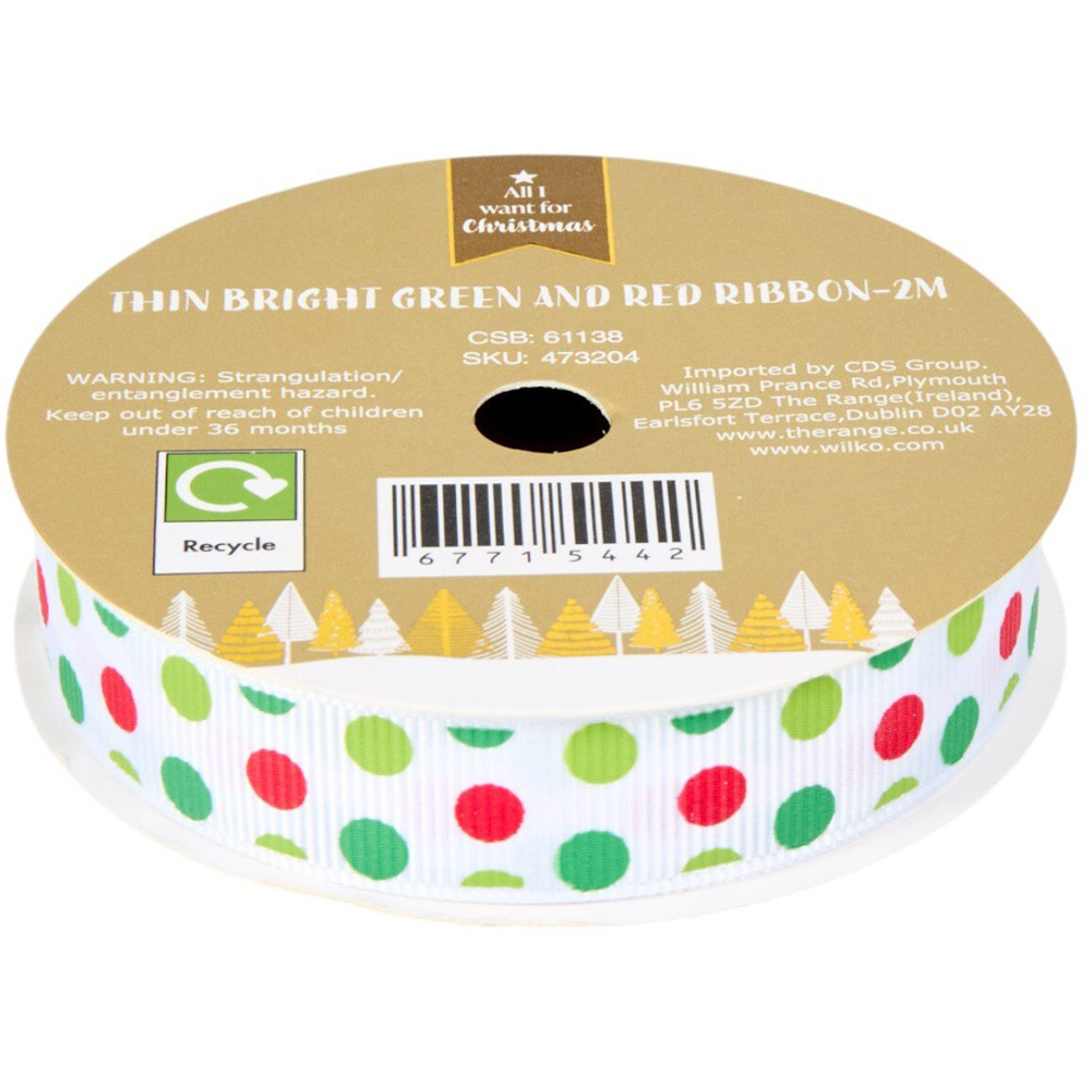 Thin Bright Green and Red Ribbon Image 2