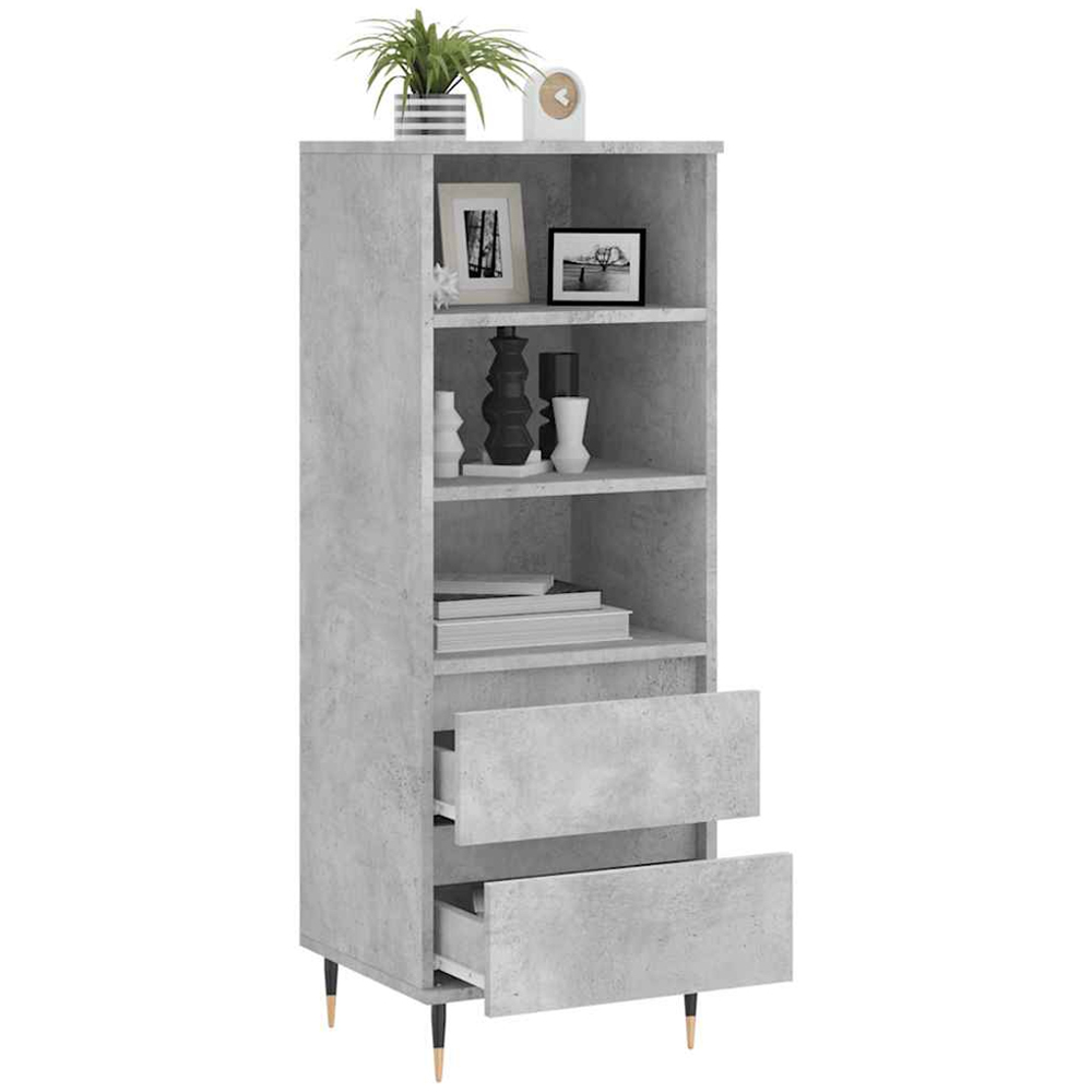 vidaXL 2 Drawer 3 Shelf Concrete Grey Highboard Image 4