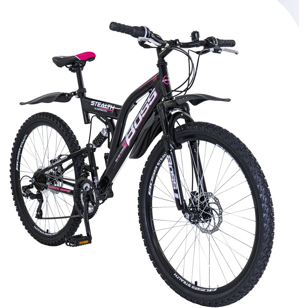 Boss Stealth 26 inch Black Silver and Pink Mountain Bike Image 2