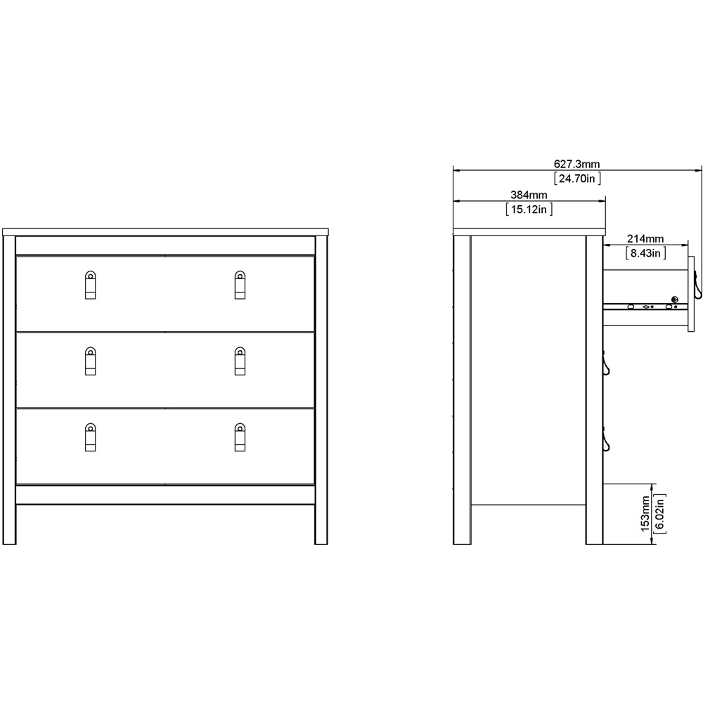Florence Madrid 3 Drawer White Chest of Drawers Image 8