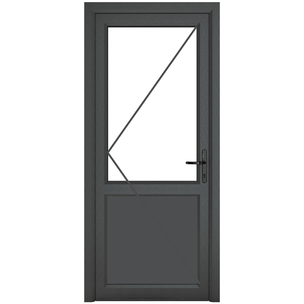 Crystal uPVC Triple Glazed Door Half Glass Half panel Left hand Grey White Clear Glass 920x2090mm Image 2