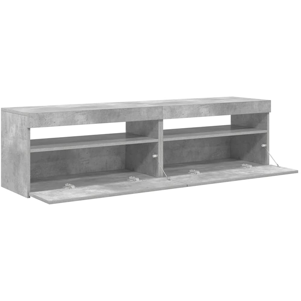 vidaXL Single Door Single Shelf Concrete Grey TV Cabinet with LED Lights Set of 2 Image 6