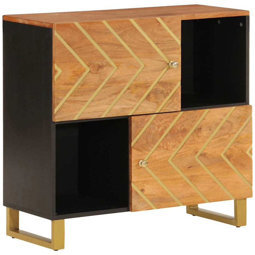 vidaXL 2 Door Brown and Black Solid Mango Wood Sideboard Image 2