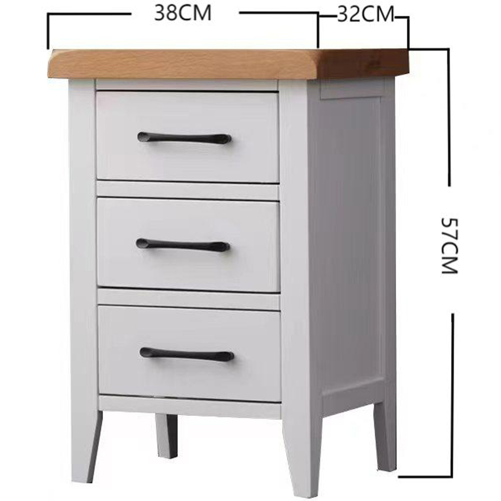 Furniture One 3 Drawer White Bedside Table Image 6