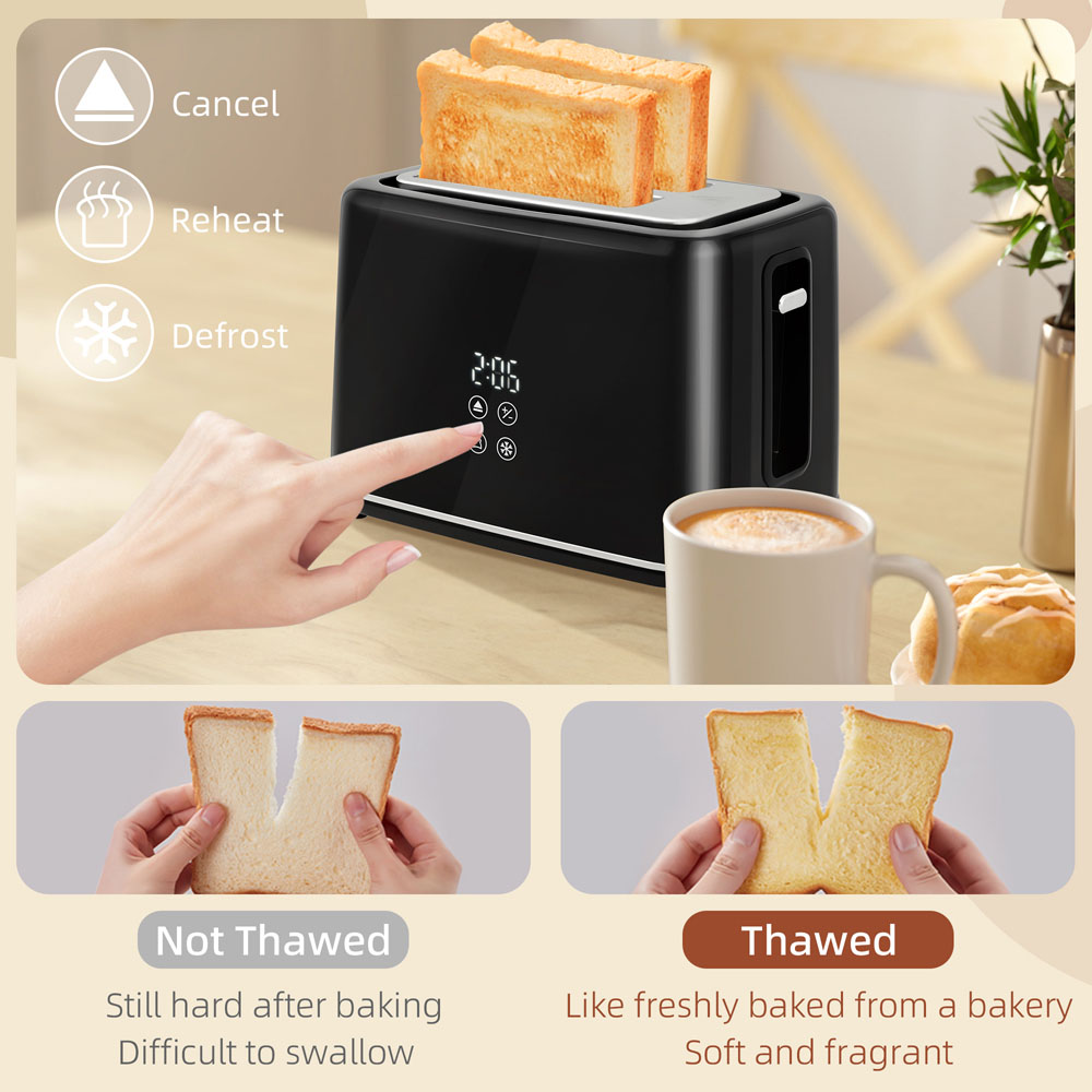 HOMCOM 800-211V70BK Black 1.5L Fast Boil Electric Kettle 3000W and 2 Slice Toaster Set Image 5