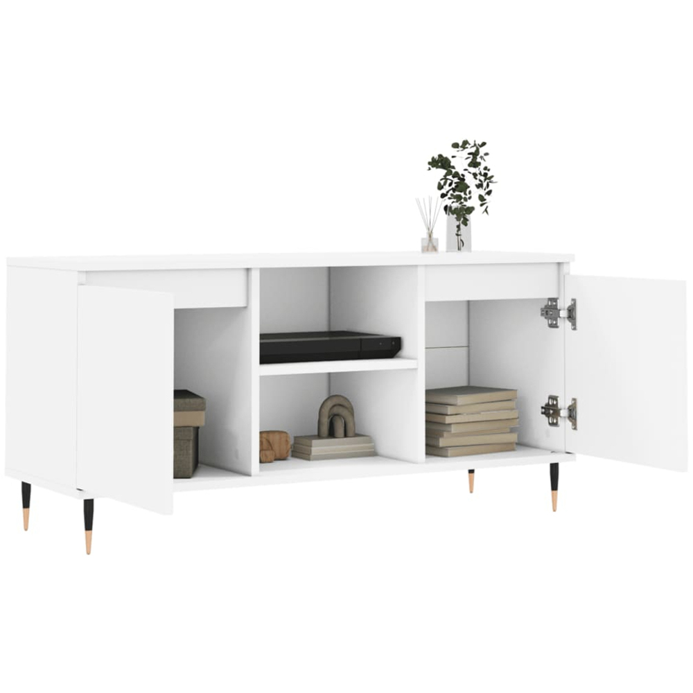 vidaXL 2 Door 2 Shelf White TV Cabinet Image 4
