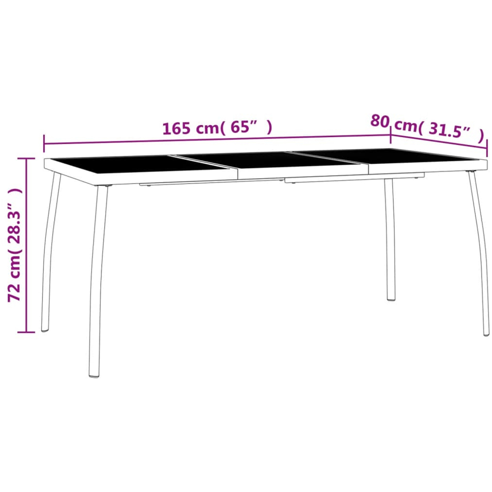 vidaXL 4 Seater Anthracite Steel Mesh Rectangular Garden Table Image 7