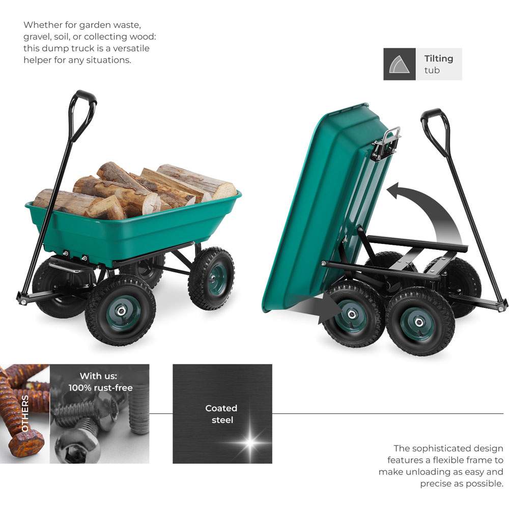 tectake Green Garden Trolley with Padded Handle Image 3