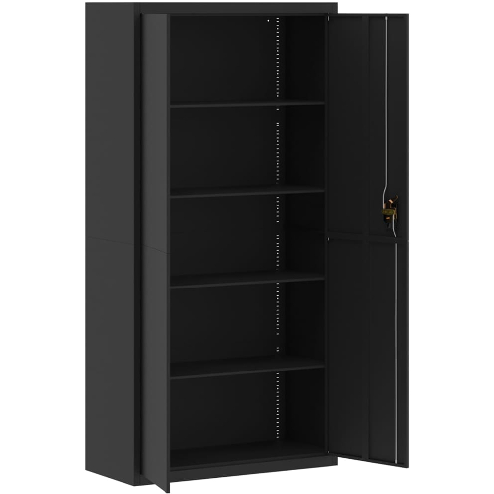 vidaXL 2 Door 5 Shelf Black Powder Coated Steel Lockable File Cabinet Image 4