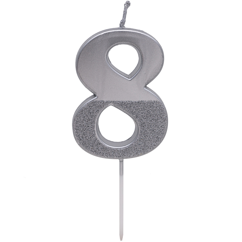 Half Glitter Metallic Candle - Silver / 8 Image 1