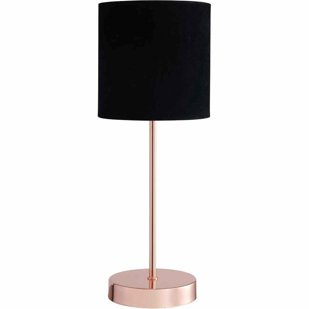 Wilko Black Copper Velvet Table Lamp Image 1