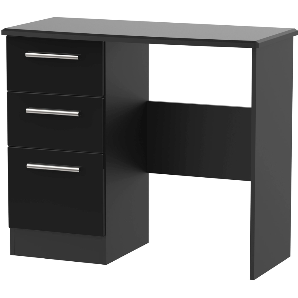 Crowndale Knightsbridge 3 Drawer Black Gloss and Black Vanity Dressing Table Ready Assembled Image 2