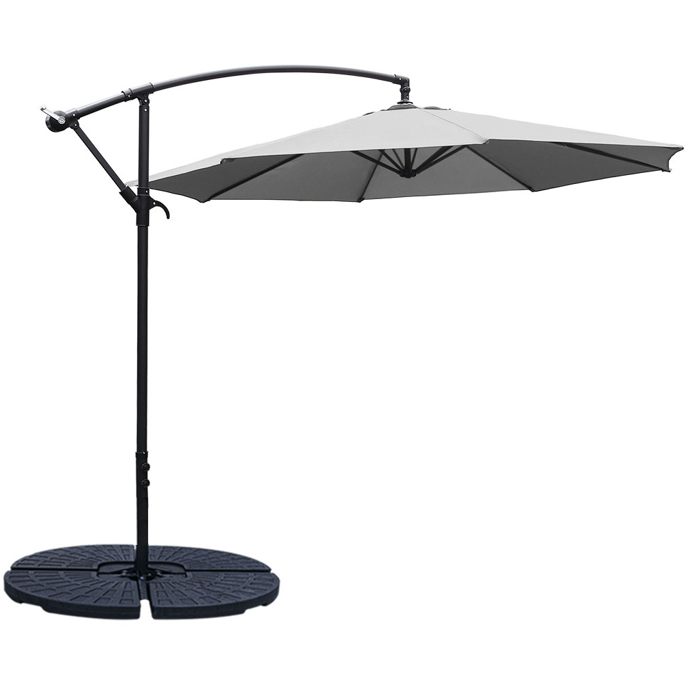 Living and Home Light Grey Garden Cantilever Parasol with Round Base 3m Image 1