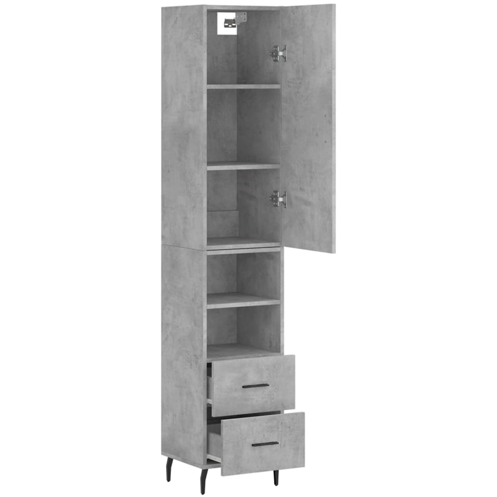 vidaXL Single Door 2 Drawer 2 Shelf Concrete Grey Highboard Image 3