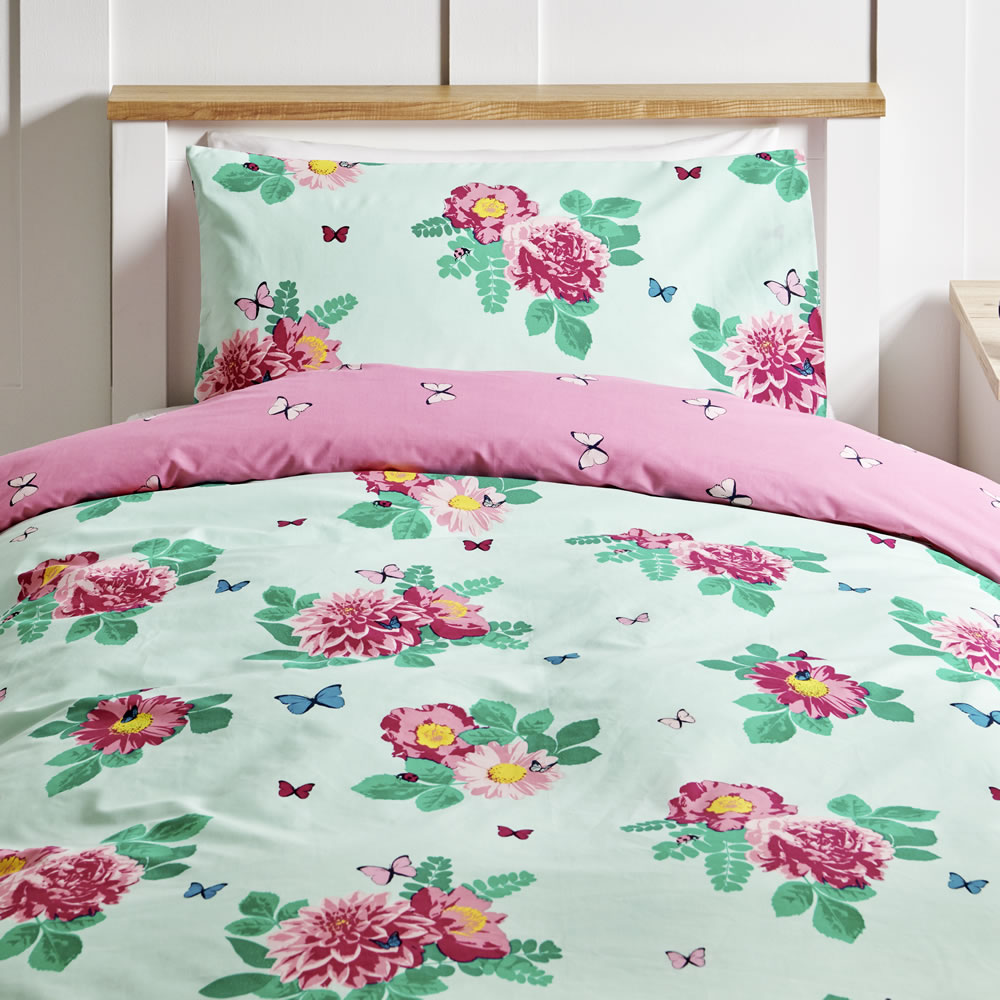 Wilko Bright Floral Easy Care Single Duvet Set Wilko