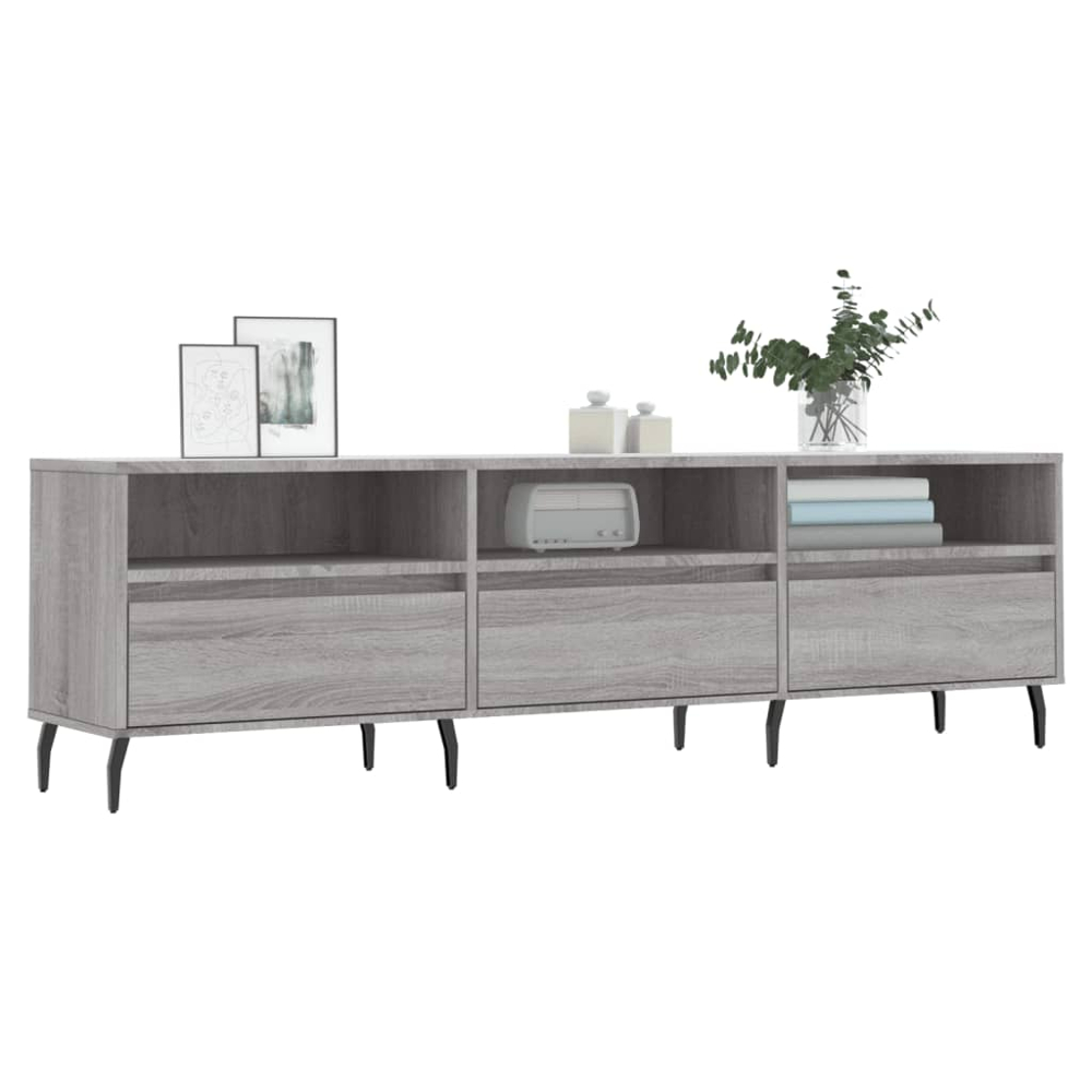 vidaXL 3 Door 3 Shelf Grey Sonoma TV Cabinet Image 3