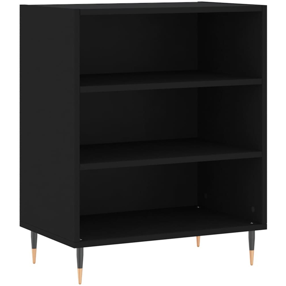 vidaXL 3 Shelf Black Wooden Sideboard with Metal Legs Image 2