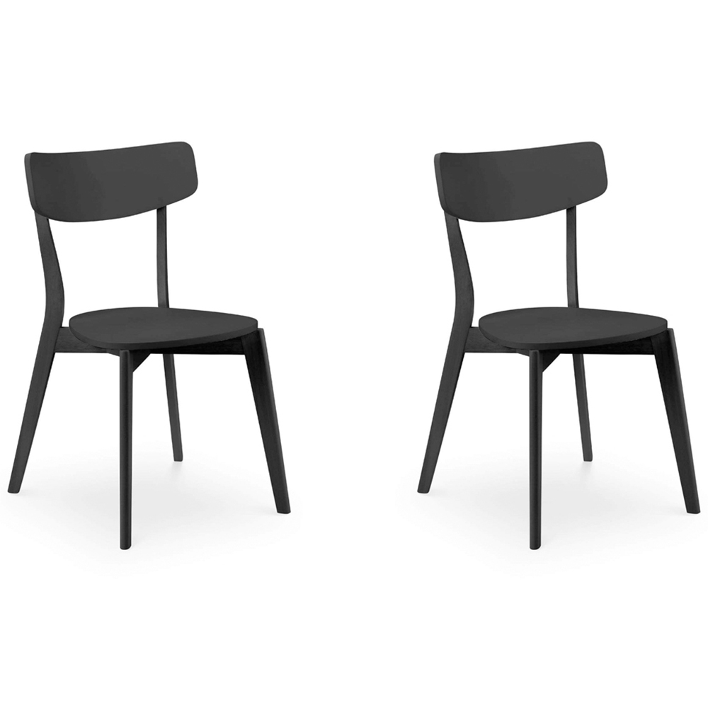 Julian Bowen Casa Set of 2 Black Solid Hardwood Dining Chair Image 2