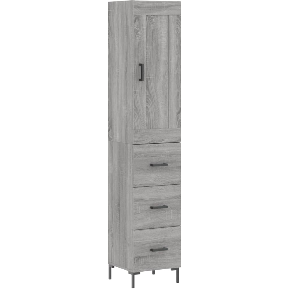 vidaXL Single Door 3 Drawer Grey Sonoma Highboard Image 2