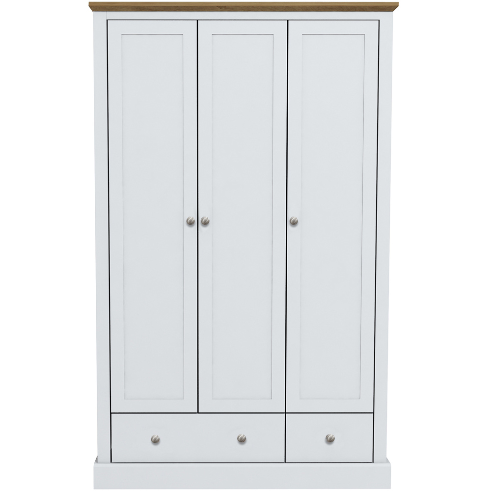 LPD Furniture Devon 3 Door 2 Drawer White Wardrobe Image 2
