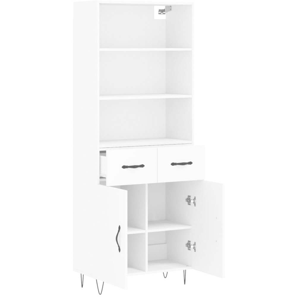 vidaXL 2 Door 2 Drawer 3 Shelf White Highboard Image 4