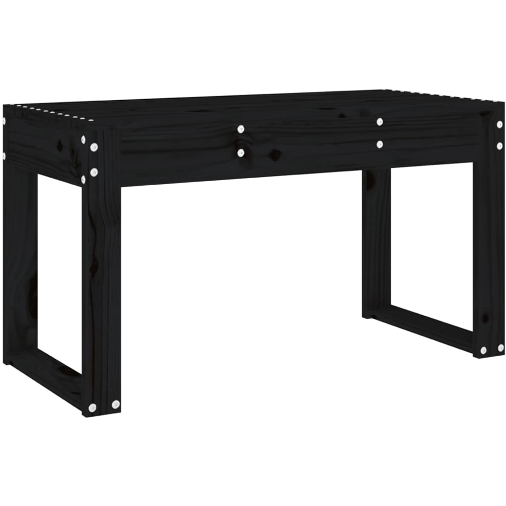 vidaXL Black Solid Pine Wood Slatted Garden Bench 80 x 38 x 45cm Image 2