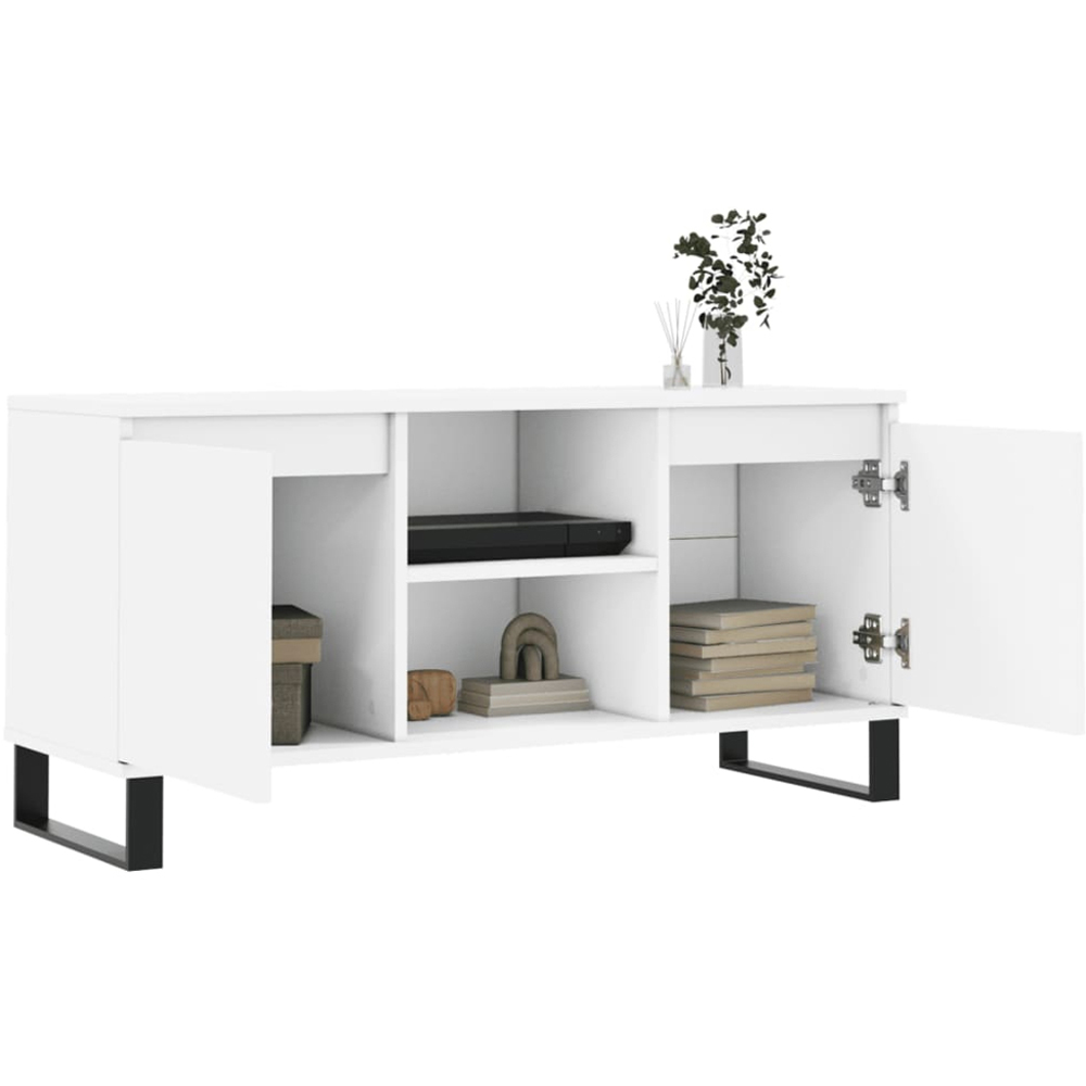vidaXL 2 Door 2 Shelf White TV Cabinet Image 4