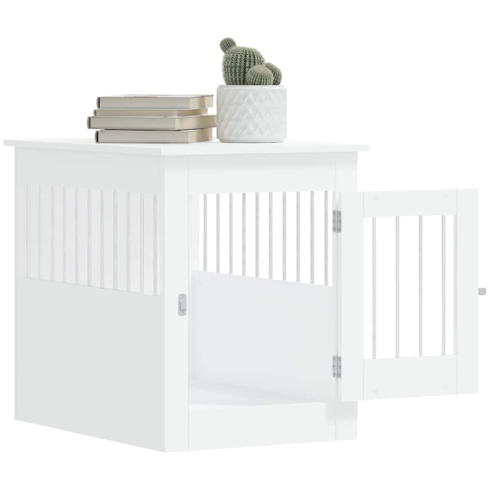 vidaXL White Processed Wood Dog Crate Furniture 55 x 80 x 68cm Image 4