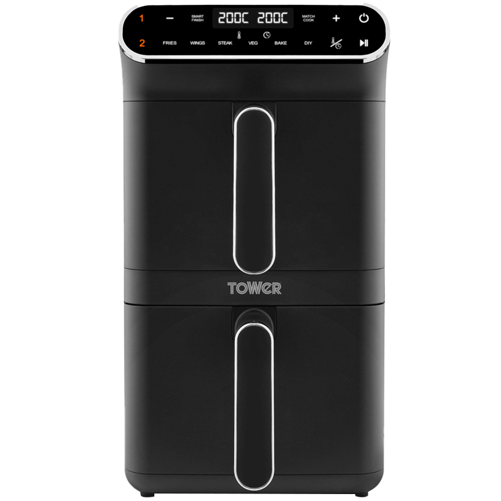Tower Vortx T17190 Black Chrome Trim Dual Layer Air Fryer 11L Image 1