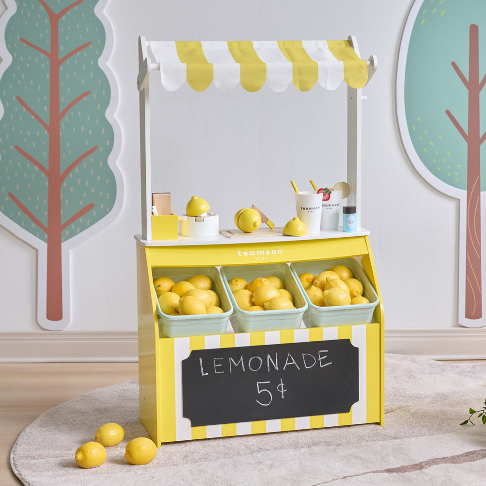 Teamson Kids Sunny Citrus Yellow Lemonade Stand Play Set Image 2