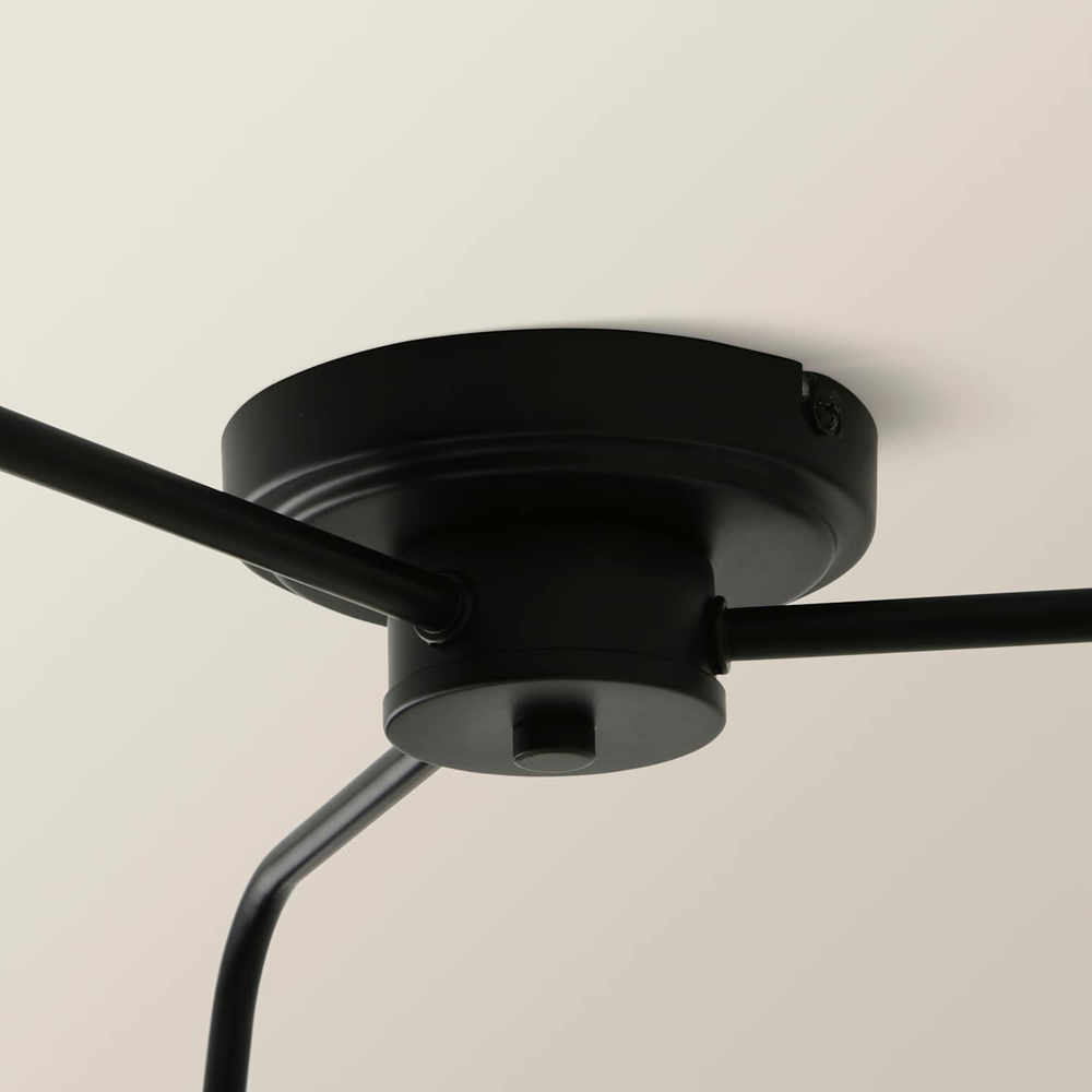 ValueLights Susie 3 Arm Lantern Shade Matt Black Glass Ceiling Light with Bulb Image 4