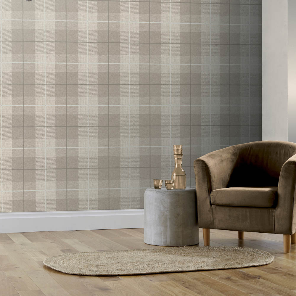 Arthouse Country Tartan Taupe Wallpaper Image 6