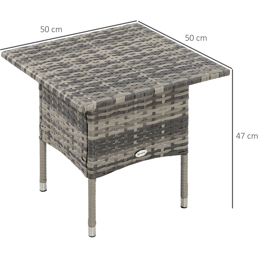 Outsunny Grey Rattan Side Table Image 5