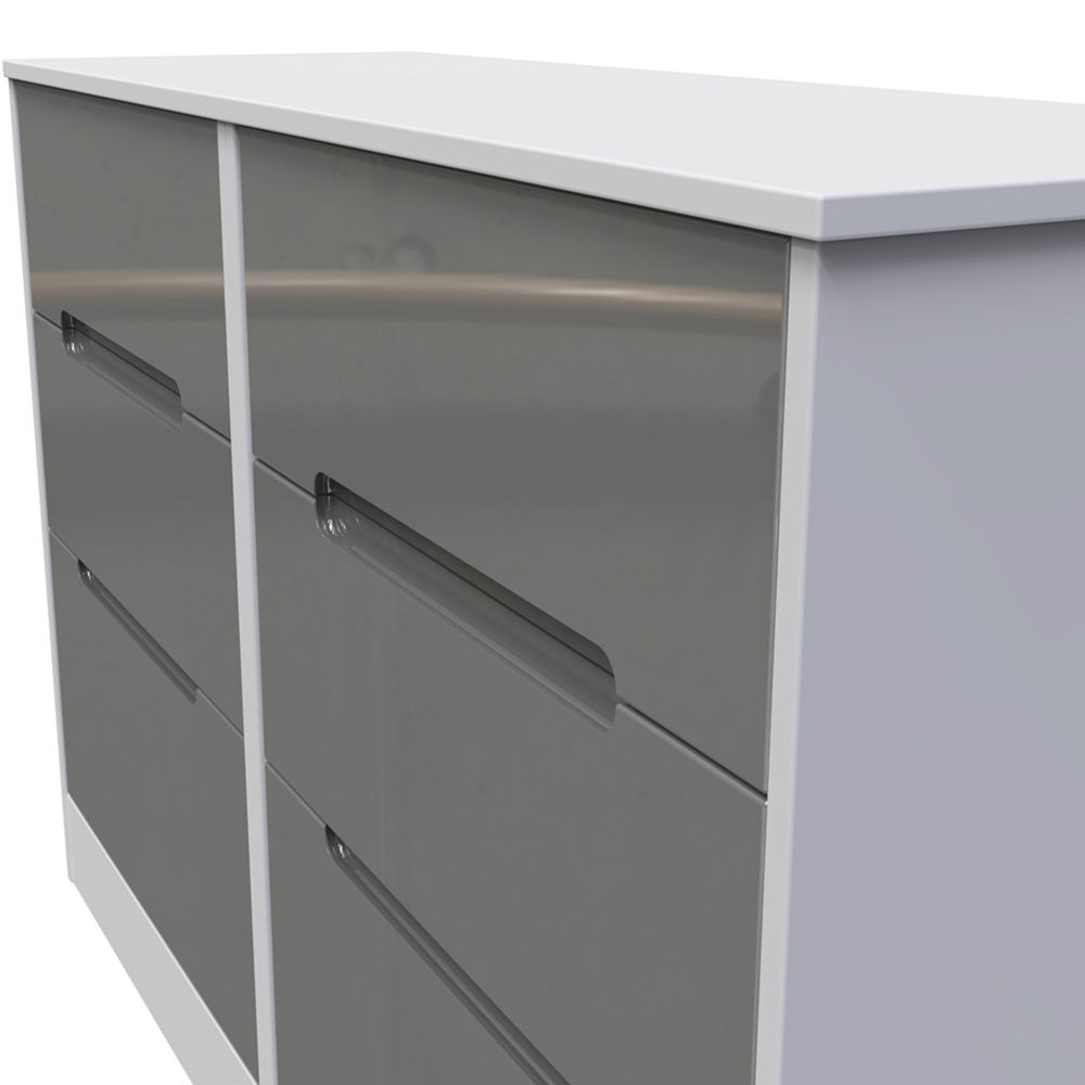 Crowndale Knightsbridge 6 Drawer Grey Gloss and White Wide Chest of Drawers Ready Assembled Image 3