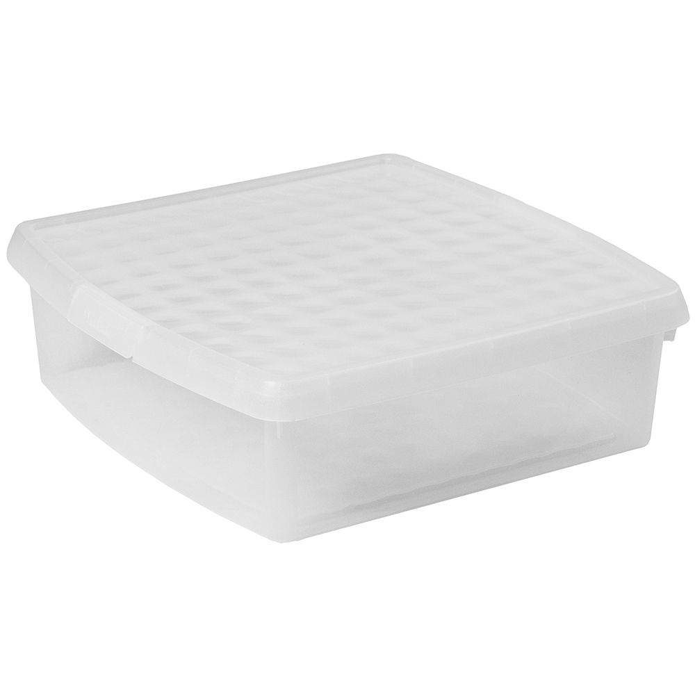 Wham Clip 13.2L Clear Square Storage Box with Lid 4 Pack Image 1
