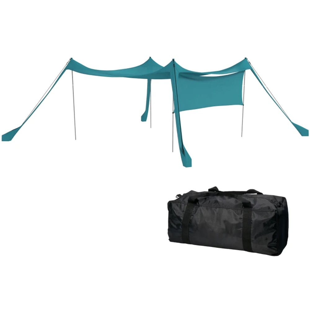 Outsunny Sky Blue Beach Tent with Detachable Sidewall Image 1