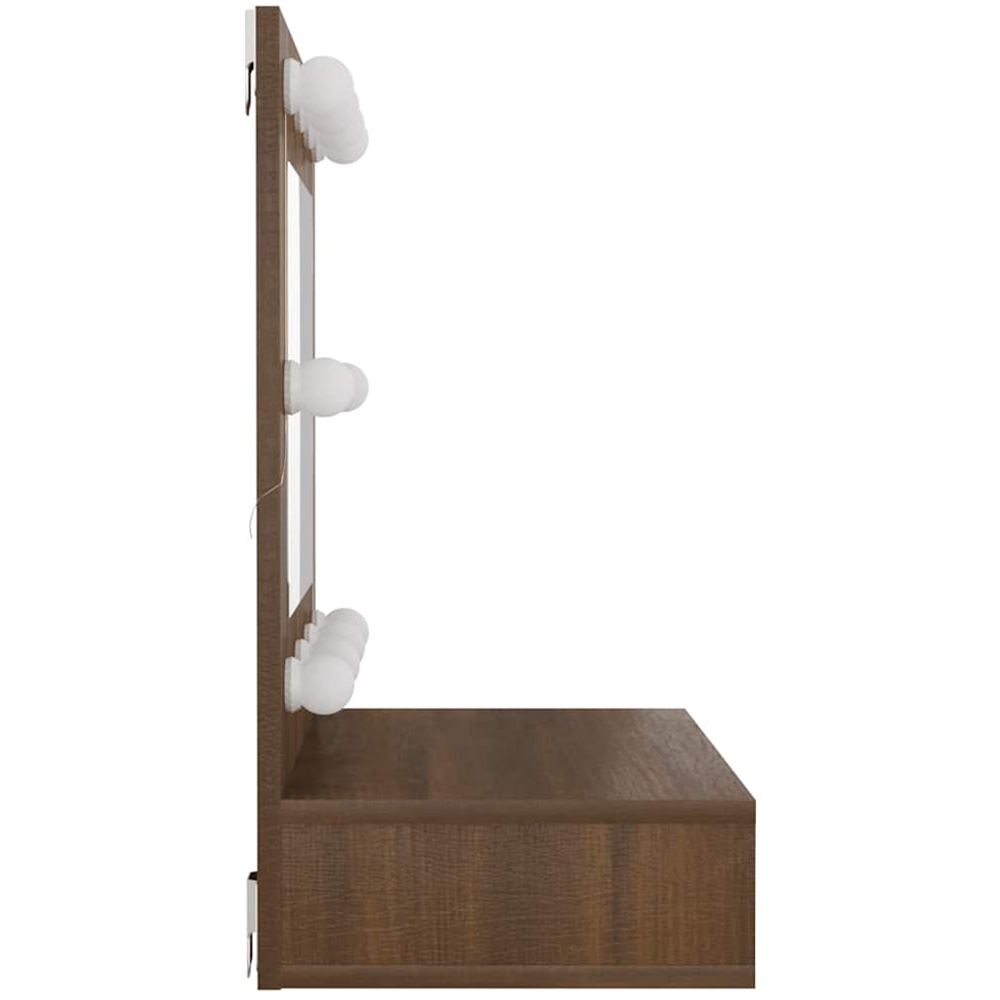 vidaXL 4 Open Shelf Brown Oak LED Mirror Bathroom Cabinet Image 5